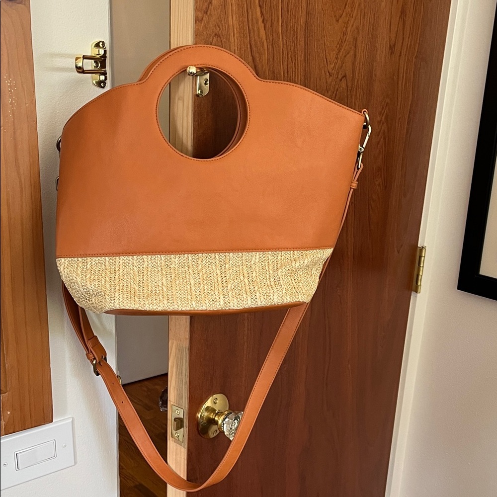 Orange and Cream Women's Handbag